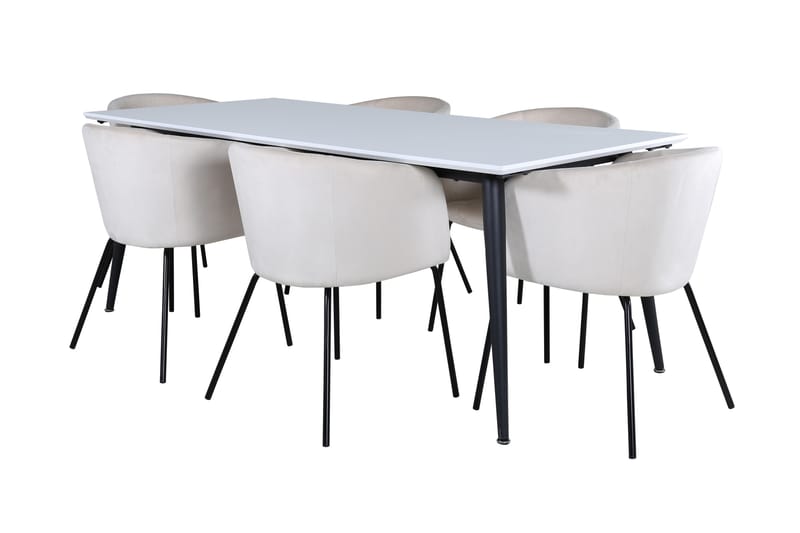 Jimmy Matgrupp 195 cm Rektangul�är med 6 Berit stolar - Beige - Möbler - Matplats - Matgrupp & matbord med stolar