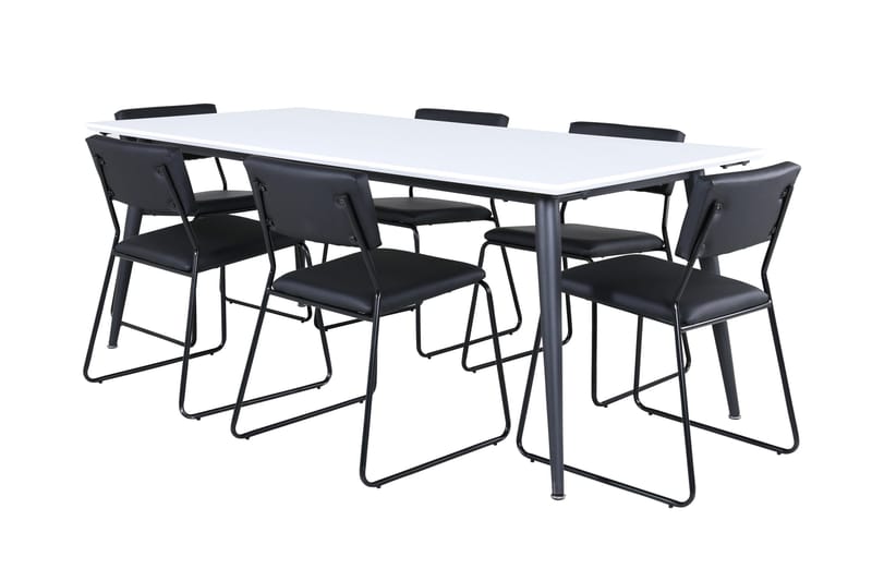 Jimmy Matgrupp 195 cm Rektangulär med 6 Kenth Stolar, Svart