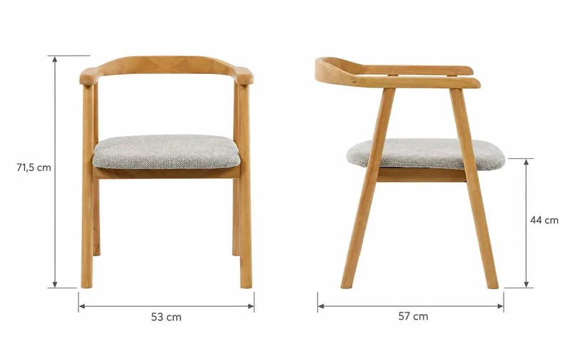 Jolie Karmstol Matstol med Rundad Rygg i Trä med Ek-utseende - Beige - Möbler - Matplats - Matstol & köksstol