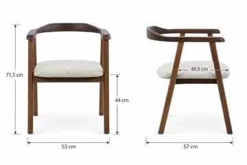 Jolie Karmstol Matstol med Rundad Rygg i Trä med Rökt Ek-utseende - Beige - Möbler - Matplats - Matstol & köksstol