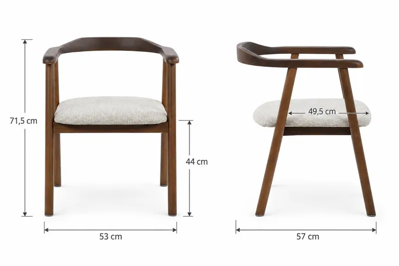 Jolie Karmstol Matstol med Rundad Rygg i Trä med Rökt Ek-utseende - Beige - Möbler - Matplats - Matstol & köksstol