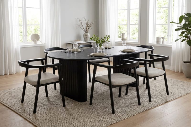 Jolie Matstol i trä med tygsits - Svart/Beige - Möbler - Matplats - Matstol & köksstol