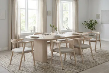 Jolie Matstol i trä med tygsits - Vitlaserad/Beige - Möbler - Matplats - Matstol & köksstol
