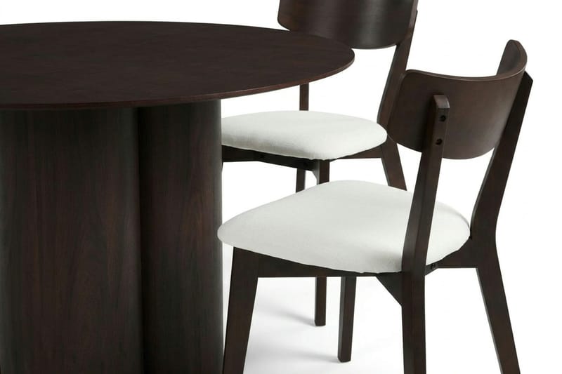 Juno Matgrupp 130 cm runt i Rökt Ek med 6 Amelia Matstolar med Dyna - Rökt Ek/Beige - Möbler - Matplats - Matgrupp & matbord med stolar
