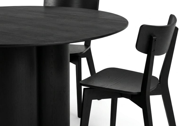 Juno Matgrupp 130 cm runt i Svart med 6 Amelia Matstolar - Svart - Möbler - Matplats - Matgrupp & matbord med stolar