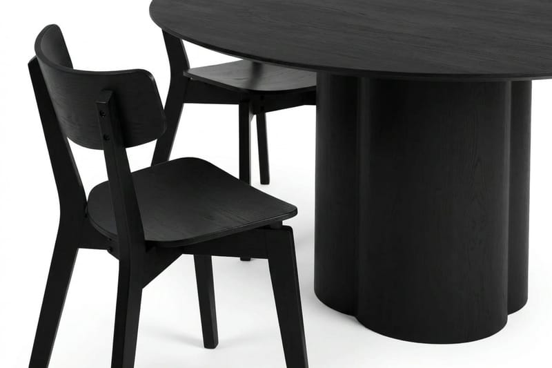 Juno Matgrupp 150 cm runt i Svart med 6 Amelia Matstolar - Svart - Möbler - Matplats - Matgrupp & matbord med stolar