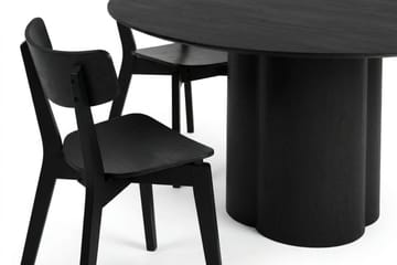 Juno Matgrupp 150 cm runt i Svart med 6 Amelia Matstolar - Svartlaserad ek - Möbler - Matplats - Matgrupp & matbord med stolar