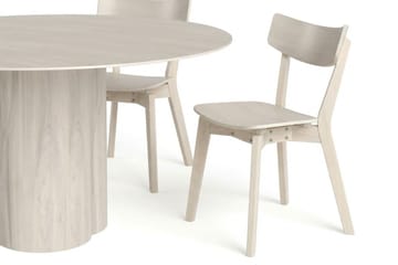 Juno Matgrupp 150 cm runt Vitlaserad med 6 Amelia Matstolar - Vitlaserad - Möbler - Matplats - Matgrupp & matbord med stolar