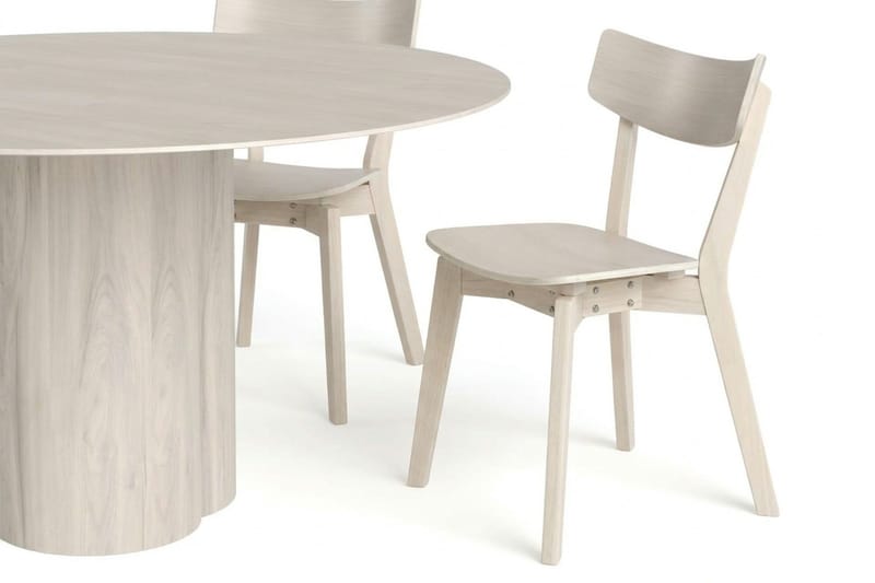 Juno Matgrupp 150 cm runt Vitlaserad med 6 Amelia Matstolar - Vitlaserad - Möbler - Matplats - Matgrupp & matbord med stolar