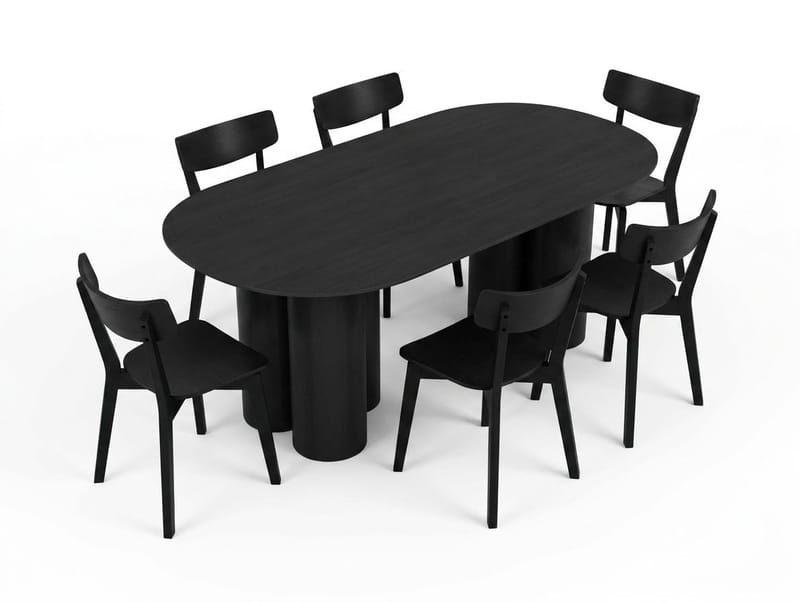 Juno Matgrupp 220 cm rektangulärt i Svart med 6 Amelia Matstolar - Svart - Möbler - Matplats - Matgrupp & matbord med stolar