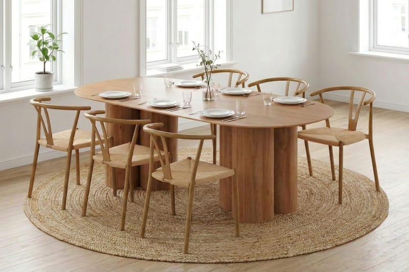 Juno Matgrupp rektangulärt 220 cm Ek med 6 Elysia Matstolar - Möbler - Matplats - Matgrupp & matbord med stolar