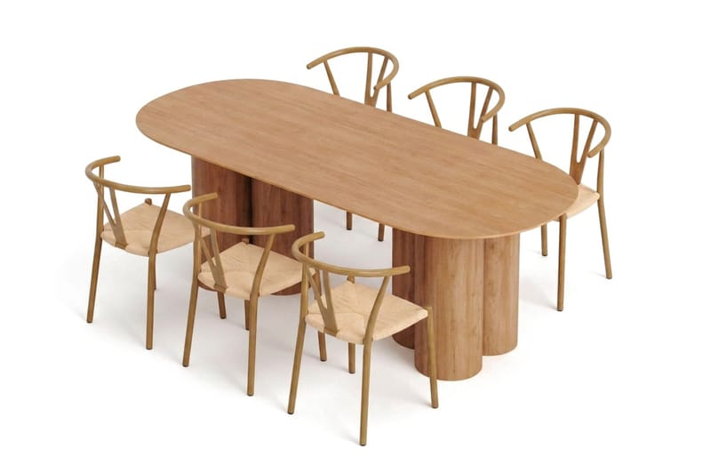 Juno Matgrupp rektangulärt 220 cm Ek med 6 Elysia Matstolar - Möbler - Matplats - Matgrupp & matbord med stolar