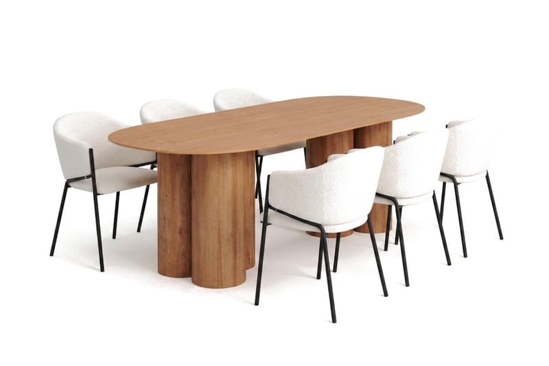 Juno Matgrupp rektangulärt 220 cm Ek med 6 Filip Matstolar, Ek