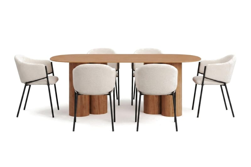 Juno Matgrupp rektangulärt 220 cm Ek med 6 Filip Matstolar - Ek - Möbler - Matplats - Matgrupp & matbord med stolar