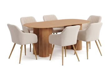 Juno Matgrupp rektangulärt 220 cm Ek med 6 Filippa Matstolar - Ek - Möbler - Matplats - Matgrupp & matbord med stolar