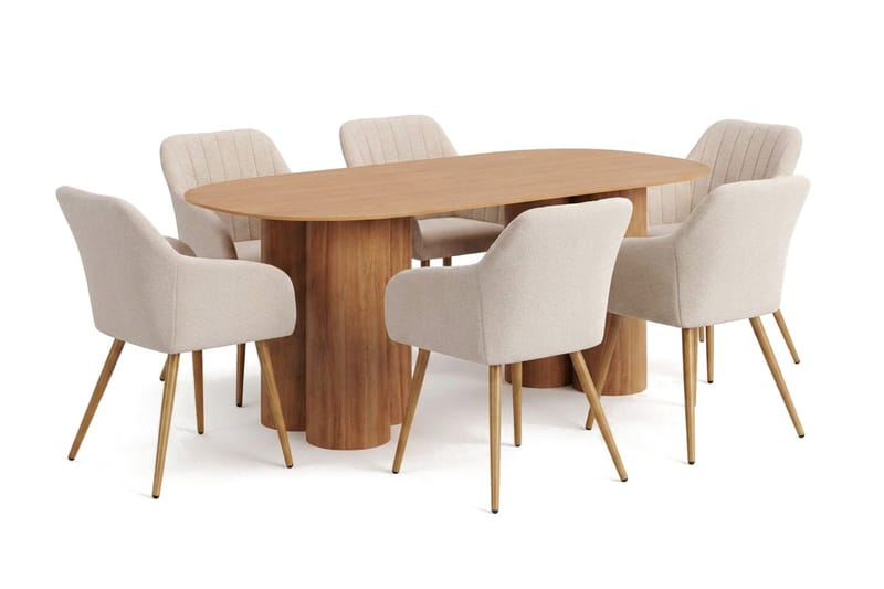 Juno Matgrupp rektangulärt 220 cm Ek med 6 Filippa Matstolar - Ek - Möbler - Matplats - Matgrupp & matbord med stolar