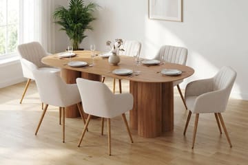 Juno Matgrupp rektangulärt 220 cm Ek med 6 Filippa Matstolar - Ek - Möbler - Matplats - Matgrupp & matbord med stolar
