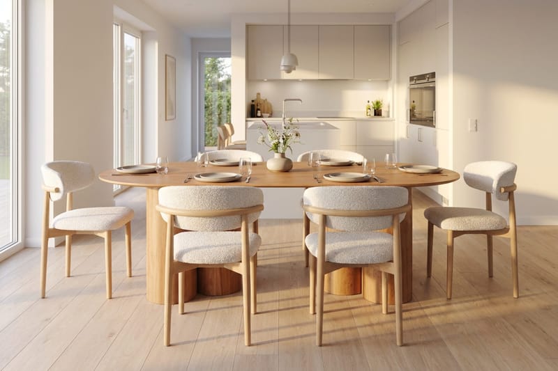 Juno Matgrupp rektangulärt 220 cm Ek med 6 Jaiveer Matstolar - Ek - Möbler - Matplats - Matgrupp & matbord med stolar
