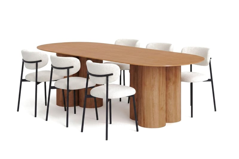 Juno Matgrupp rektangulärt 220 cm Ek med 6 Lucy Matstolar - Ek - Möbler - Matplats - Matgrupp & matbord med stolar