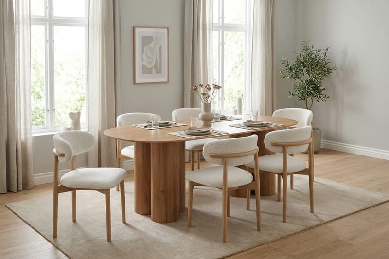 Juno Matgrupp rektangulärt 220 cm Ek med 6 Molly Matstolar - Ek - Möbler - Matplats - Matgrupp & matbord med stolar