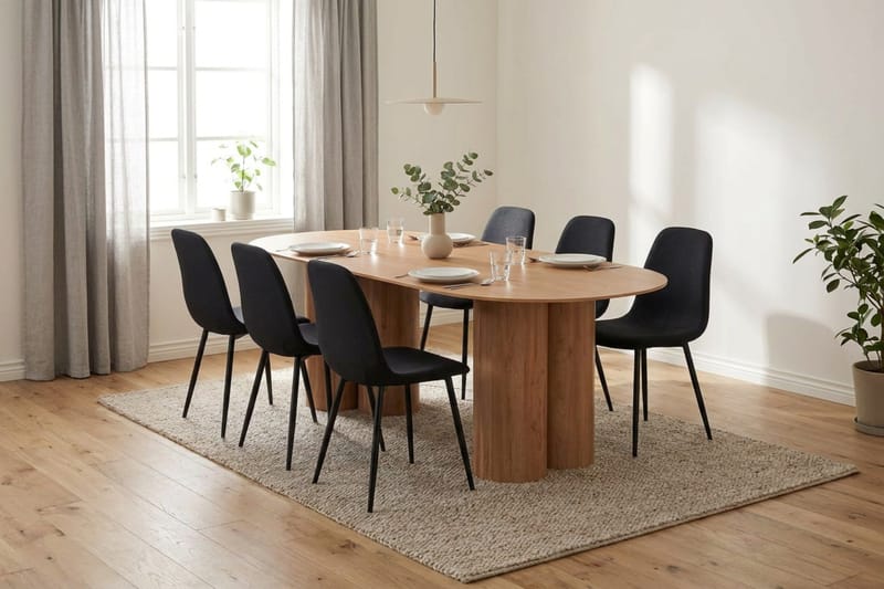 Juno Matgrupp rektangulärt 220 cm Ek med 6 Nibe Matstolar - Ek - Möbler - Matplats - Matgrupp & matbord med stolar