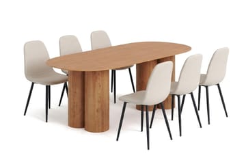 Juno Matgrupp rektangulärt 220 cm Ek med 6 Nibe Matstolar - Ek - Möbler - Matplats - Matgrupp & matbord med stolar