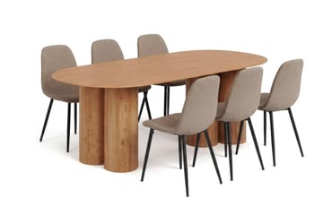Juno Matgrupp rektangulärt 220 cm Ek med 6 Nibe Matstolar - Ek - Möbler - Matplats - Matgrupp & matbord med stolar
