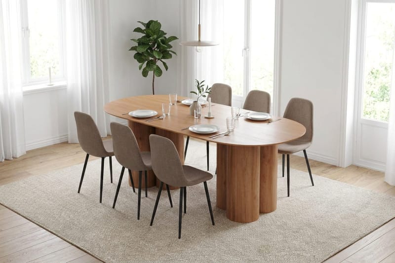 Juno Matgrupp rektangulärt 220 cm Ek med 6 Nibe Matstolar - Ek - Möbler - Matplats - Matgrupp & matbord med stolar