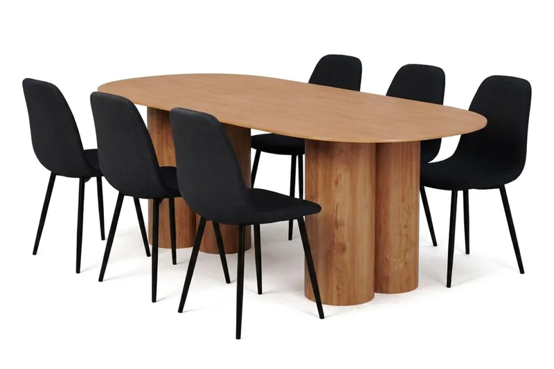 Juno Matgrupp rektangulärt 220 cm Ek med 6 Nibe Matstolar - Ek - Möbler - Matplats - Matgrupp & matbord med stolar