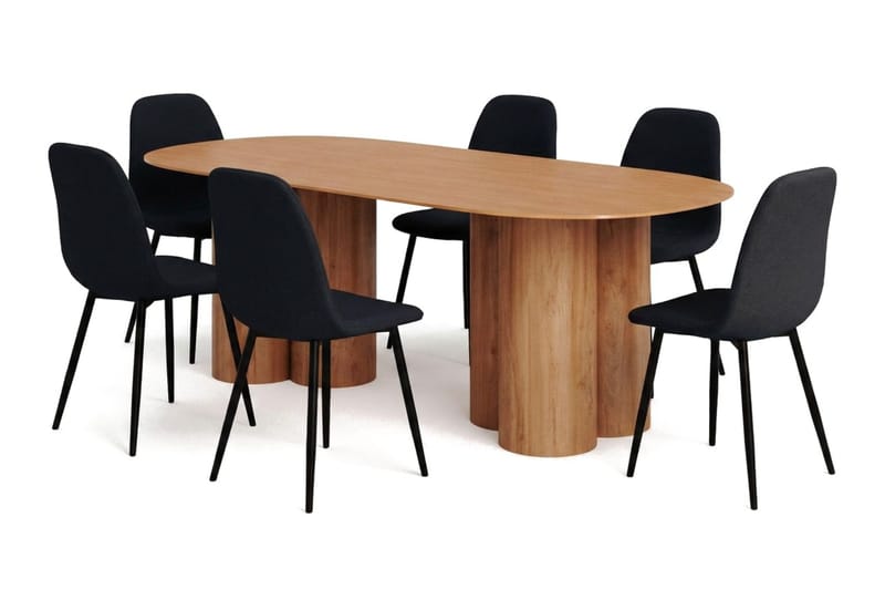 Juno Matgrupp rektangulärt 220 cm Ek med 6 Nibe Matstolar - Ek - Möbler - Matplats - Matgrupp & matbord med stolar