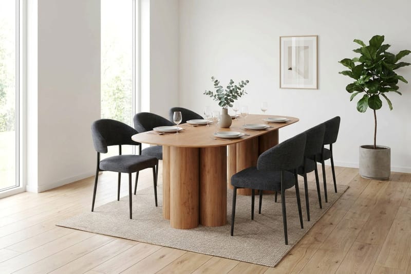Juno Matgrupp rektangulärt 220 cm Ek med 6 Sawako Matstolar - Ek - Möbler - Matplats - Matgrupp & matbord med stolar