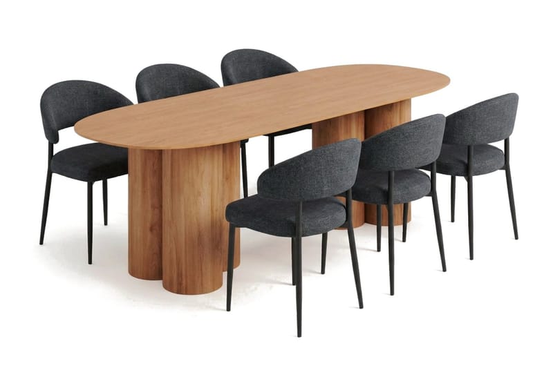 Juno Matgrupp rektangulärt 220 cm Ek med 6 Sawako Matstolar - Ek - Möbler - Matplats - Matgrupp & matbord med stolar