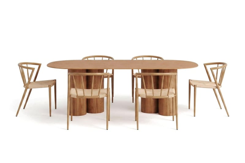 Juno Matgrupp rektangulärt 220 cm Ek med 6 Winston Matstolar - Ek - Möbler - Matplats - Matgrupp & matbord med stolar