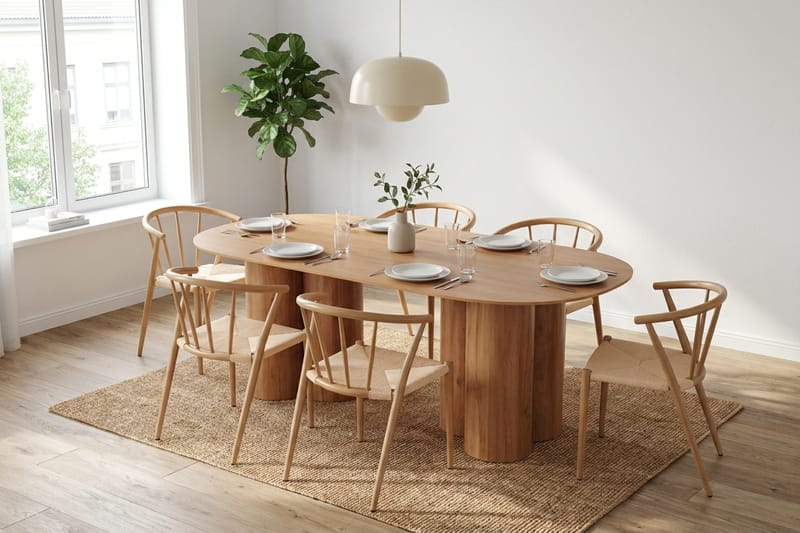 Juno Matgrupp rektangulärt 220 cm Ek med 6 Winston Matstolar - Ek - Möbler - Matplats - Matgrupp & matbord med stolar