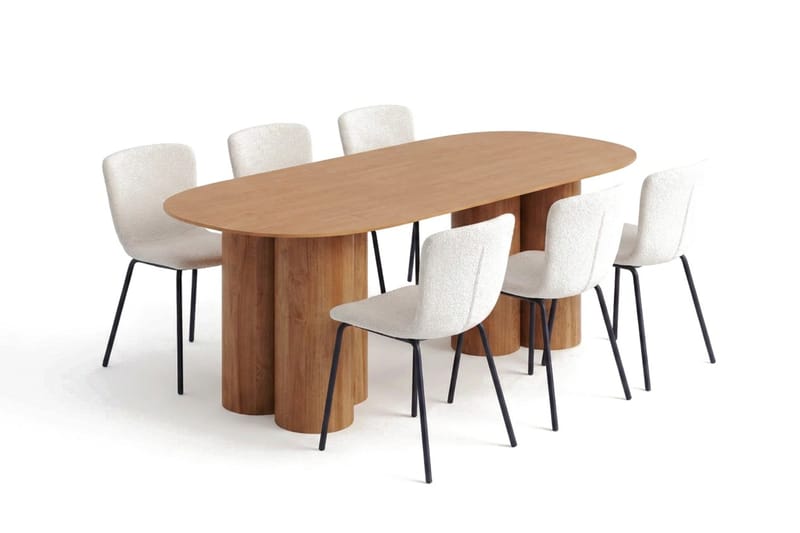 Juno Matgrupp rektangulärt 220 cm Ek med 8 Katy Matstolar - Ek - Möbler - Matplats - Matgrupp & matbord med stolar