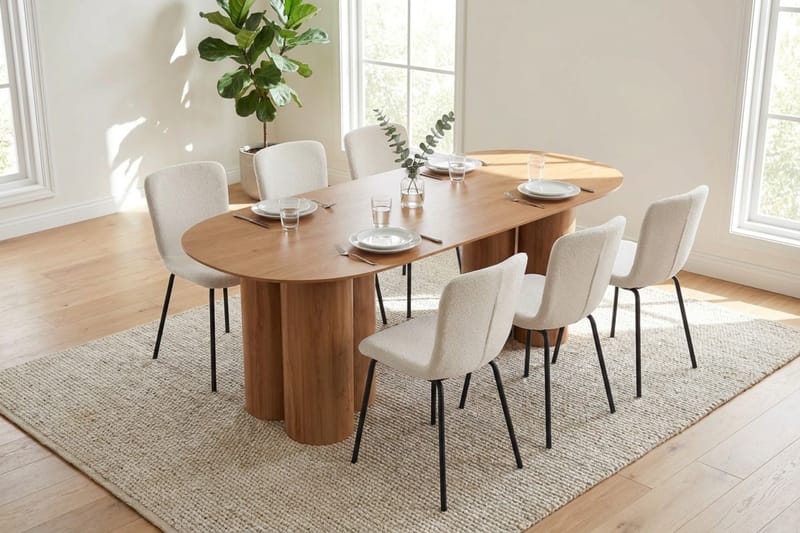 Juno Matgrupp rektangulärt 220 cm Ek med 8 Katy Matstolar - Ek - Möbler - Matplats - Matgrupp & matbord med stolar