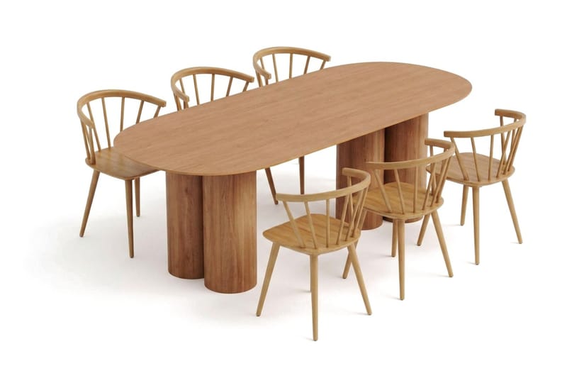 Juno Matgrupp rektangulärt 220 cm Ek med 8 Tyrö Matstolar - Ek - Möbler - Matplats - Matgrupp & matbord med stolar