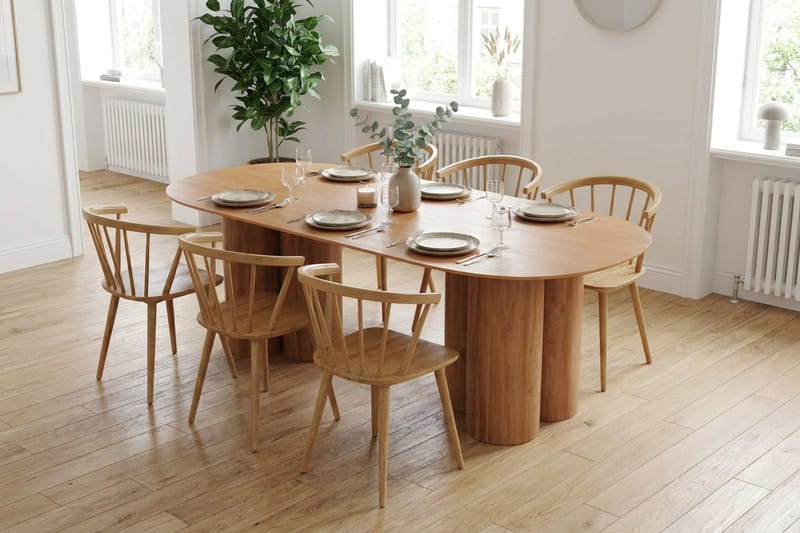 Juno Matgrupp rektangulärt 220 cm Ek med 8 Tyrö Matstolar - Ek - Möbler - Matplats - Matgrupp & matbord med stolar