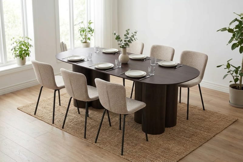 Juno Matgrupp rektangulärt 220 cm Rökt Ek med 6 Katy Matstolar - Rökt ek - Möbler - Matplats - Matgrupp & matbord med stolar