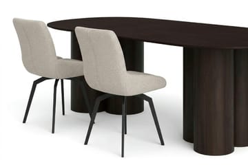 Juno Matgrupp rektangulärt 220 cm Rökt Ek med 6 Mora Matstolar - Rökt ek - Möbler - Matplats - Matgrupp & matbord med stolar