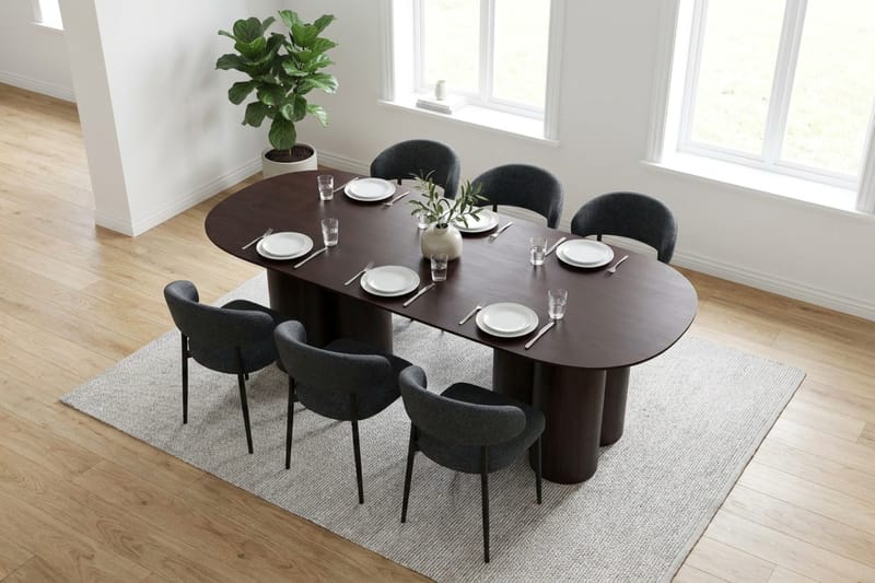Juno Matgrupp rektangulärt 220 cm Rökt Ek med 6 Sawako Matstolar - Rökt ek - Möbler - Matplats - Matgrupp & matbord med stolar
