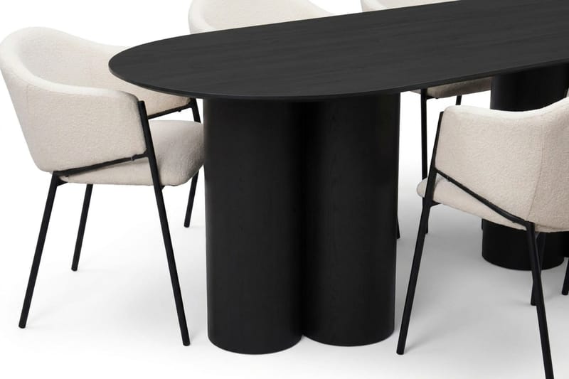 Juno Matgrupp rektangulärt 220 cm Svart med 6 Filip Matstolar - Svart - Möbler - Matplats - Matgrupp & matbord med stolar