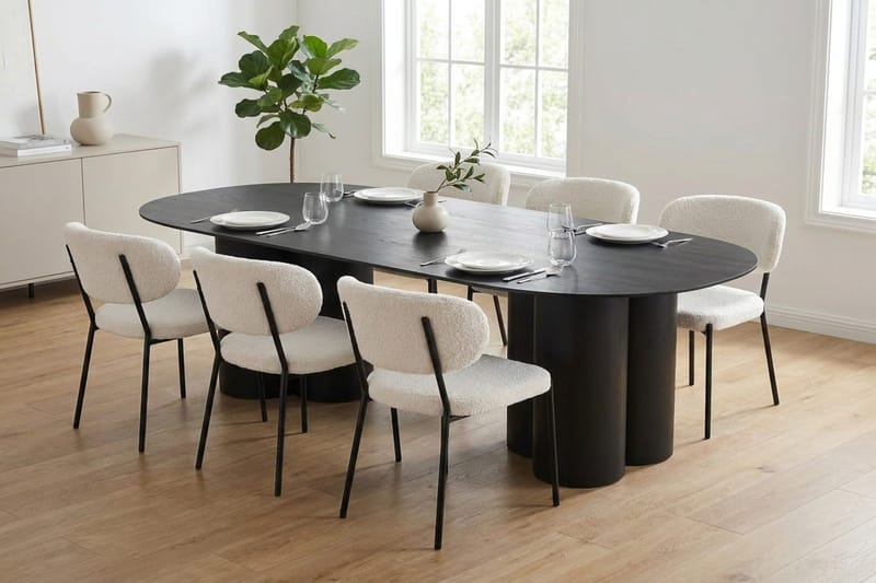 Juno Matgrupp rektangulärt 220 cm Svart med 6 Gemmiano Matstolar - Svart - Möbler - Matplats - Matgrupp & matbord med stolar