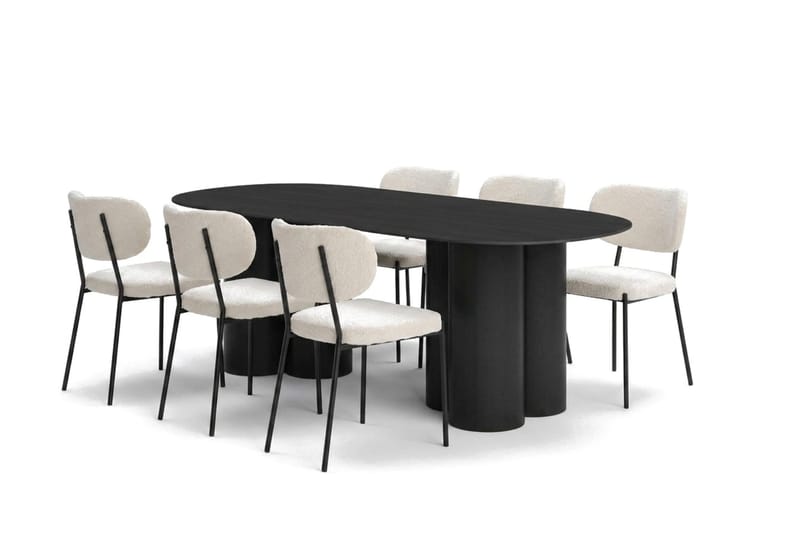 Juno Matgrupp rektangulärt 220 cm Svart med 6 Gemmiano Matstolar - Svart - Möbler - Matplats - Matgrupp & matbord med stolar