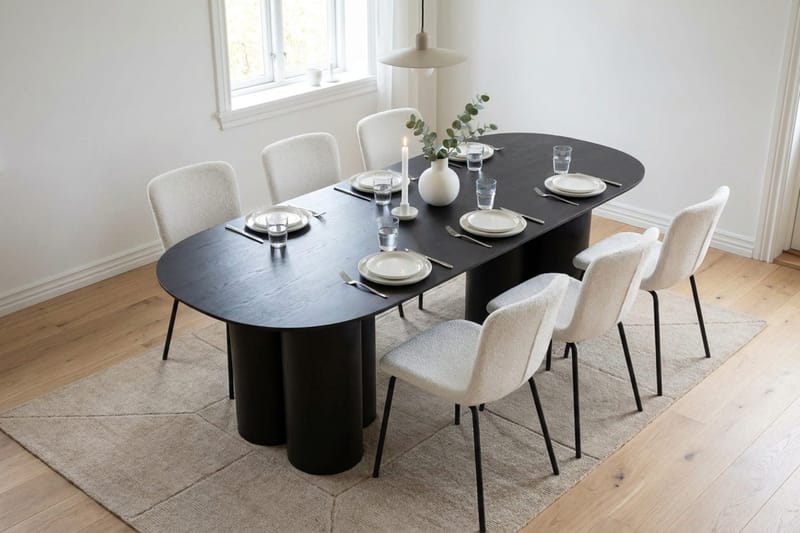 Juno Matgrupp rektangulärt 220 cm Svart med 6 Katy Matstolar - Svart - Möbler - Matplats - Matgrupp & matbord med stolar