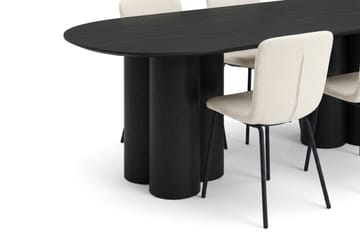 Juno Matgrupp rektangulärt 220 cm Svart med 6 Katy Matstolar - Svartlaserad ek - Möbler - Matplats - Matgrupp & matbord med stolar