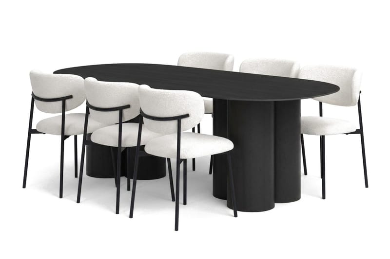 Juno Matgrupp rektangulärt 220 cm Svart med 6 Lucy Matstolar - Svart - Möbler - Matplats - Matgrupp & matbord med stolar