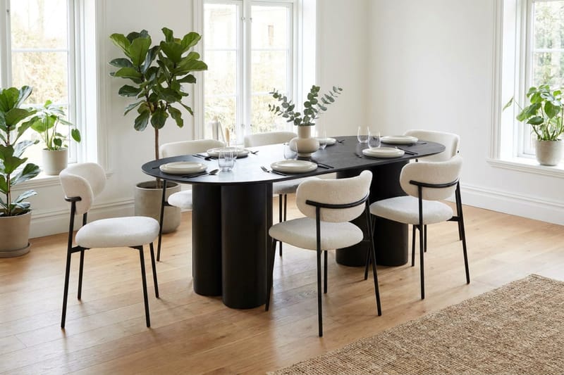 Juno Matgrupp rektangulärt 220 cm Svart med 6 Lucy Matstolar - Svart - Möbler - Matplats - Matgrupp & matbord med stolar