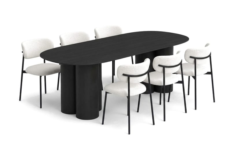 Juno Matgrupp rektangulärt 220 cm Svart med 6 Lucy Matstolar - Svart - Möbler - Matplats - Matgrupp & matbord med stolar