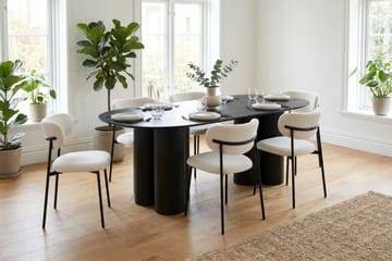 Juno Matgrupp rektangulärt 220 cm Svart med 6 Lucy Matstolar - Svartlaserad ek - Möbler - Matplats - Matgrupp & matbord med stolar